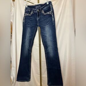 Grace in LA Beaded Boot Cut Jeans Size 26
